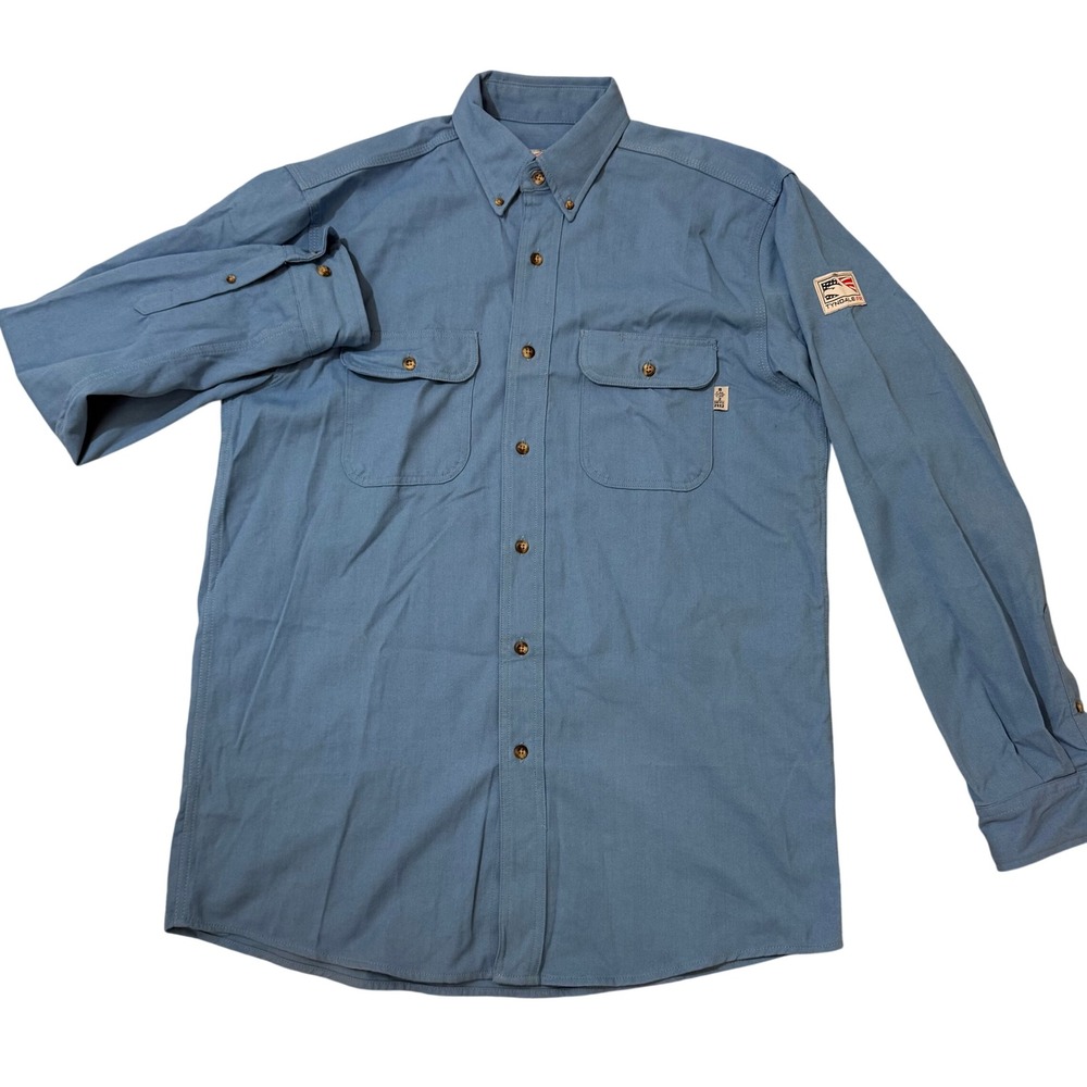 NWT Tyndale FR Shirt Mens L Tall Long Sleeve Flame Resistant‎ CAT 2 Blue USA